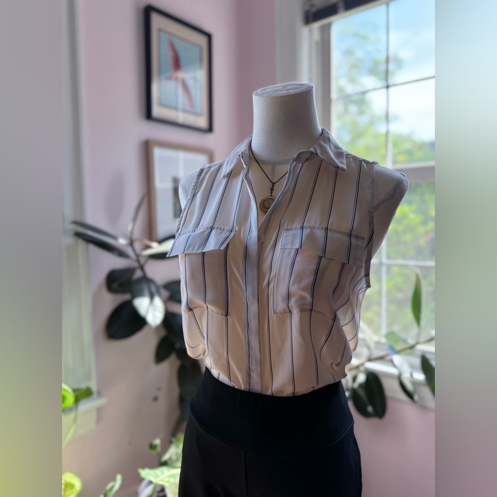 Who What Wear Sleeveless Button-Up Blouse
